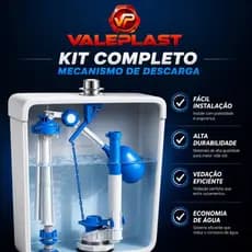 Kit Completo Mecanismo Universal Caixa Acoplada Reparo Descarga de Banheiro Acionamento Superior Lateral