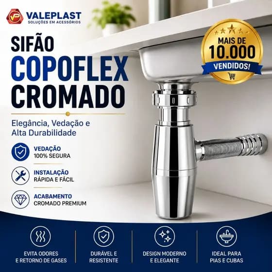 Sifão Copo Universal Copoflex Cromado Valeplast