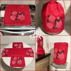 Kit Jogo De Cozinha 7 Peças Oxford Estampado Capas Panos De cozinha Várias Cores