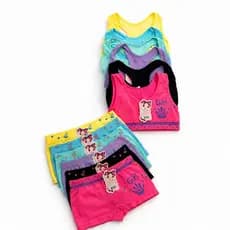 Kit Conjunto Infantil Menina Top + Calcinha Box Confortável Poliamida Colorido Criança