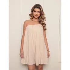 Vestido Macaquinho Curto Feminino em Crepinho com Forro - Alças Finas, Caimento Solto e Fluido - Conforto e Elegância