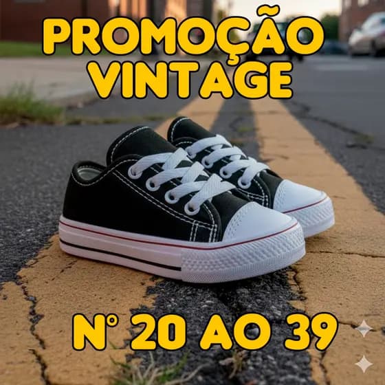 Tênis Infantil Vintage Star Masculino Feminino Preto Escolar