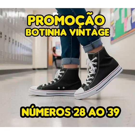 Tênis Botinha Vintage Star Preta Branco Masculino e Feminino – Estilo Vintage e Conforto Escolar