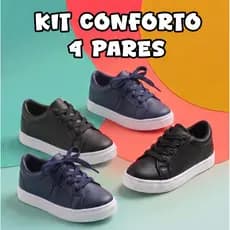 Lindo Kit 4 Pares Tênis Infantil Masculino Escolar Confortável Colegial resistente