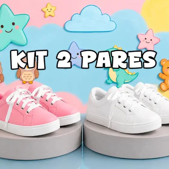 Lindo Kit 2 Pares Tênis Infantil Masculino Escolar Confortável Colegial com Solado Antiderrapante