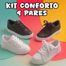 Lindo Kit 4 Pares Tênis Infantil Masculino feminino Escolar Confortável seguro