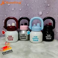 Garrafa Termica 650ml Aço Inox 316 Fun Supply Chain Design Com Alça e Dupla Abertura ZQL-26