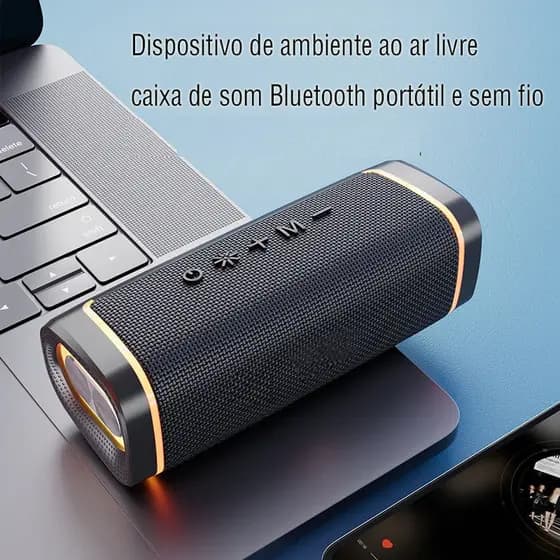 Dispositivo ambiente ao ar livre caixa de som Bluetooth portátil e sem fio com LED
