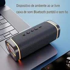Dispositivo ambiente ao ar livre caixa de som Bluetooth portátil e sem fio com LED