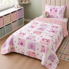 Colcha Cama De Solteiro Cobre Leito Infantil Kit 2 Peças Dupla Face 1,60 x 2,20 Bouti Menino Menina