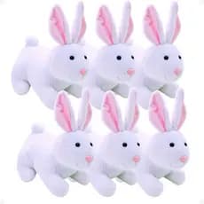 Kit 6 Coelho de Pelúcia 20cm Coelhinho da Pascoa Brinquedo Antialérgico Decorativo Para Páscoa