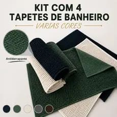 Kit 4 Tapete Bolinha Antiderrapante de Banheiro Macarrão 60x40cm Poliéster Microfibra Tapete Toque Suave Absorvente