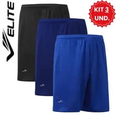 Kit 3 Calção Masculino Elite Jogar Bola Futebol Shorts Basico Treino Academia Praia Corrida