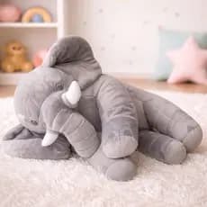 Almofada Elefante de Pelúcia 60cm Travesseiro Para Bebê Dormir Confortavel