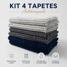 Kit Com 4 Tapetes Antiderrapante Banheiro Tipo Bolinha Em Microfibra 40x60 Alta Absorção Super Macio