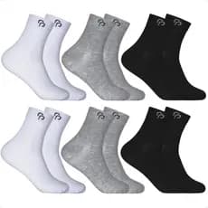Kit 6 Pares Meia Cano Alto Longo Algodão Masculina Feminina 12 Meias Confortável Durável Casual Esportiva