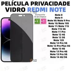 Película Para Xiaomi Redmi Note 15 14 13 12 11 8 12S 9 10 10S 11S 9S Pro Plus 4G 5G Protetor Privacidade Anti Spy FKM