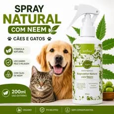 Spray Repelente Neem Para Cães e Gatos 200ml Vetfleur Bioprotetor Natural Vegano Uso Diário