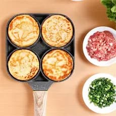 Frigideira 4 em 1 Antiaderente Pedra Maifan 4 Divisórias Ovo Hambúrguer Panqueca Bacon Multifuncional