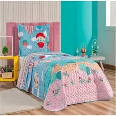 Cobre leito solteiro infantil 2 peças com estampa de balão. Bonito, confortável e ideal para decorar o quarto infantil c