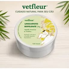 Pomada Repelente e Cicatrizante  Natural Para Cães Vetfleur 24g Proteção Pele Contra Moscas e Insetos