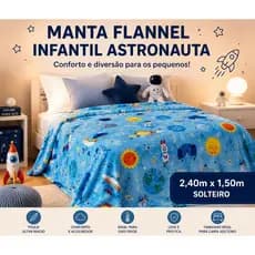 Manta Infantil Astronauta Flannel Solteiro Macia Quentinha Kids