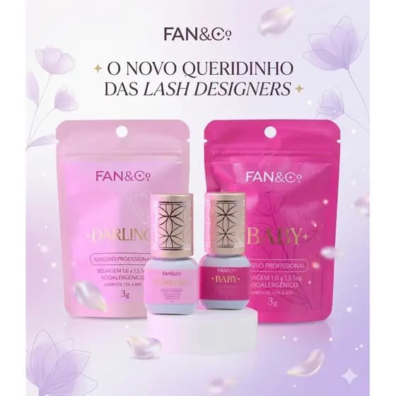 Cola para Alongamento de Cílios Fan&Co Darling e Baby Profissional Adesivo para Extensão de Cílios