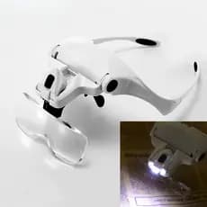 Lupa de Cabeça Profissional com 5 Lentes de Aumento LED  Óculos para Estética, cilios, micro reparo