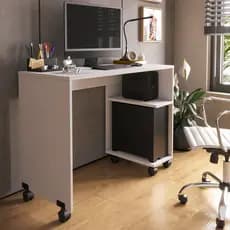 Escrivaninha Para Quarto, Escritorio Mesa Computador Notebook Nicho Para Gabinete E Rodízios