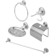 Kit De Acessórios Para Banheiro Em Alumínio Inox