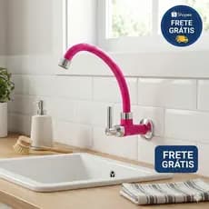 Torneira De Cozinha Parede Abs Rosa Bica Movel 1/4 De Volta