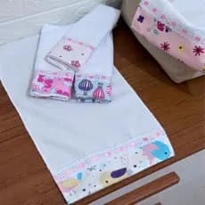 Kit 5 Toalhinhas Higiênicas para Bebê Atoalhado com Detalhe em Passafita