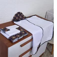 Kit Toalha de Banho Forrada com Fralda Camada Dupla + 5 Toalhinhas de Ombro Realeza