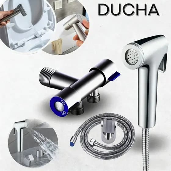 Kit Ducha Higiênica com Registro, Aço Inox , Acabamento em Aço Escovado para Banheiro e Lavabo​