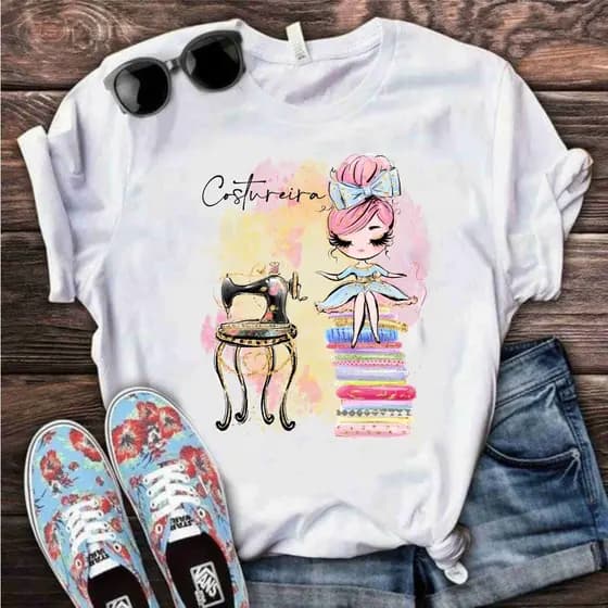 Camisa Costureira Profissão Camiseta Blusa Feminina  Máquina de Costura Artesanato GN