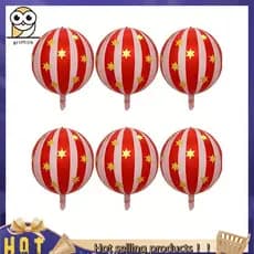 Pacote De 6 Balões Laminados De Estrela Listrados De 22 Polegadas , Folha De Balão , Decoração De Festa De Aniversário I