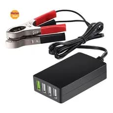Carregador DC Portátil 12V/24V A 5V Usb De 4 Portas Multiporta Com Clipe De Bateria Para Outros Smartphones E Tablets
