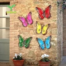 🌺Oco Para Fora Borboleta Jardim Grande Decorativo Parede Arte Cerca Escultura Ornamento Colorido 5 Peças