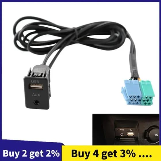 Conjunto De Fiação De Cabo Adaptador De Porta USB AUX De Extensão De Rádio Para