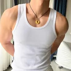 Americano cor sólida rosqueado colete masculino branco Bottoming camiseta sem mangas colete magro All-Match Fitness espo