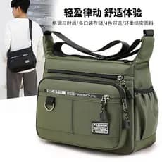 Bolsa de ombro masculina de grande capacidade, à prova d'água, resistente ao desgaste, mochila com vários bolsos, bolsa