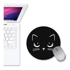 Mouse Pad Redondo Gato Preto