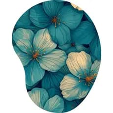 Mouse Pad Ergonômico Gota Flores Verdes e Azuis Pequenas