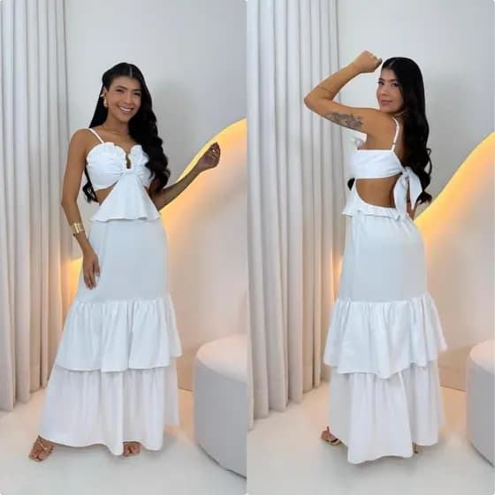 Conjunto Feminino Top e Saia Longa Moda Verão Elegante Fashion Festa