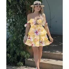 Vestido Curto Babado Tomara Que Caia Feminino Verão Moda Fashion