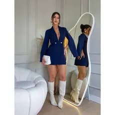 Conjunto Max Blazer e Short Social Alfaiataria Clássico e Elegante Feminino Moda Blogueira Chic