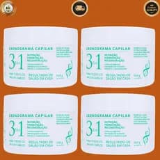 KIT 4 Máscara Cronograma PROFISSIONAL Capilar 3 e 1 300g Hidratação Nutrição tratamento Pós tratamento
