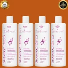 KIT 4 Shampoo Detox Anti-Resíduos 1litro Antioxidante profissional Cabelos Pre Alisamento
