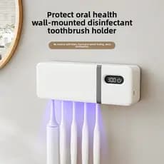 Esterilizador De Escova De Dentes UV Inteligente Carregando Limpador Montado Na Parede Organizador De Suporte De Banheir