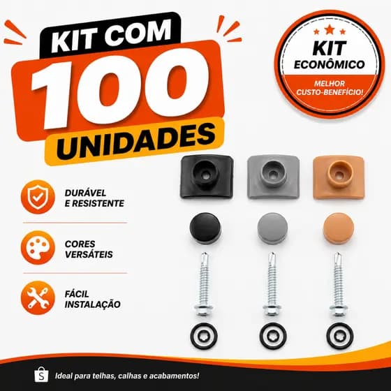 Vedação Telha Parafuso Auto Brocante 5.5 x 75mm 100 Peças